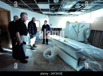 New York, N.Y., Dec. 14, 2012   FEMA Administrator Craig Fugate, center, gets a tour of Coney Island Hospital from Director of Facilities Daniel Collins, right, along with, FEMA Federal Coordinating Officer Michael Byrne. Major medical equipment was destroyed due to flood waters caused from Hurricane Sandy. New York, NY, Dec. 14, 2012--Administrator Craig Fugate, center, gets a tour of Coney Island Hospital from  Director of Faciliites Daniel Collins, right, along with, FEMA Federal Coordinating Officer Michael Byrne.  Major medical equipement was destroyed due to flood waters caused from Hurr Stock Photo