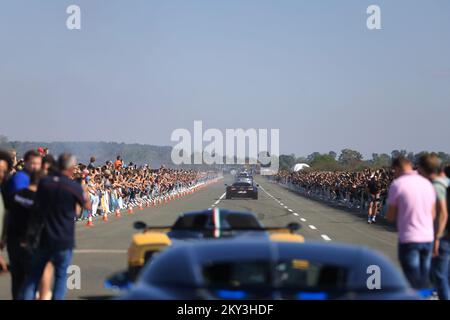 Demonstrations of the speed and power of the cars of the participants of the Supercar Owners Circle - SOC Croatia 2022 on the runway of the Aviation Technical Center in Velika Gorica, Croatia on September 3, 2022. Photo: Sanjin Strukic/PIXSELL Stock Photo