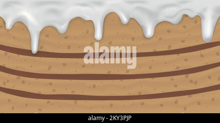 Panoramic background layer cake, food texture - Vector illustration Stock Vector
