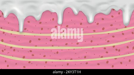 Panoramic background layer cake, food texture - Vector illustration Stock Vector