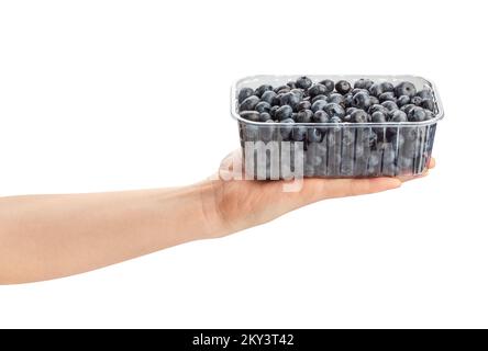 blueberry in hand path isolated on white Stock Photo