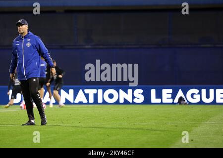 Danish national football team training at the Maksimir Stadium in