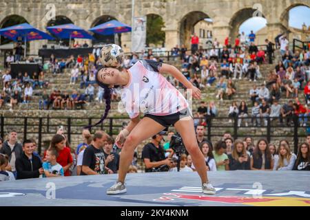 Caitlyn Schrepfer from the USA is the winner of the world finals of the Red Bull Street Style competition held in the Arena in Pula, Croatia on October 8, 2022. Photo: Srecko Niketic/PIXSELL Stock Photo