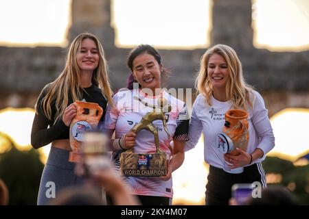 Caitlyn Schrepfer from the USA is the winner of the world finals of the Red Bull Street Style competition held in the Arena in Pula, Croatia on October 8, 2022. Photo: Srecko Niketic/PIXSELL Stock Photo