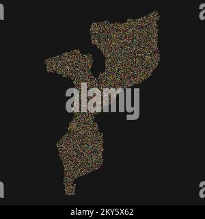 Mozambique Silhouette Pixelated generative pattern illustration Stock Vector