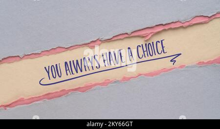 You always have a choice - inspirational handwriting, decision making and personal development concept, web banner Stock Photo
