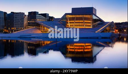 The Oslo Opera House is the home of The Norwegian National Opera and Ballet, and the national opera theatre in Norway. Stock Photo