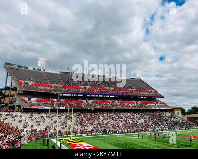 SECU Stadium is an outdoor athletic stadium on the campus of the University of Maryland in College Park, Maryland. Terrapin Football Game. Stock Photo