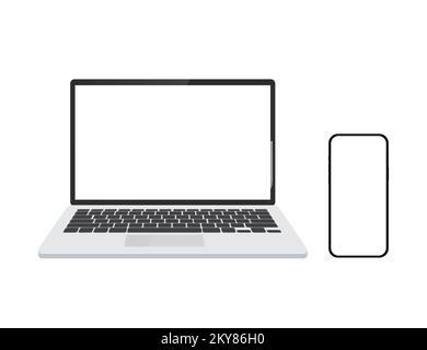 Laptop and mobile phone mockup Stock Vector
