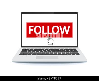 Notebook notification Follow us. Poster for social network and followers. For use in advertising, web content or otherwise. Stock Vector