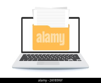 Folder on laptop screen Stock Vector