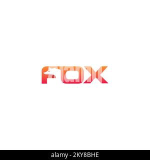 Fox Logo With Typography Illustration. Fox Logo Vector. Fox Simple Design Stock Vector