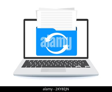 Folder on laptop screen. Vector illustration Stock Vector