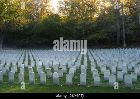 Early morning light in a Canadian military cemetery Stock Photo