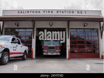 Napa, Calif., August 29, 2014   The fire station in Calistoga, Calif., got a clean bill of health from building inspectors after a 6.0 magnitude shook the region on August 24, 2014. Several years ago the building was retrofitted with the help of a FEMA Mitigation grant to improve its ability to withstand future earthquakes.. Photographs Relating to Disasters and Emergency Management Programs, Activities, and Officials Stock Photo