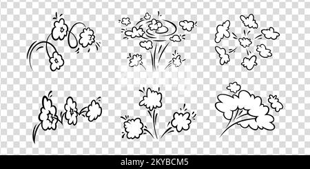 Comic boom effect clouds. Set of explosion bubbles and smoke. Vector illustration isolated Stock Vector