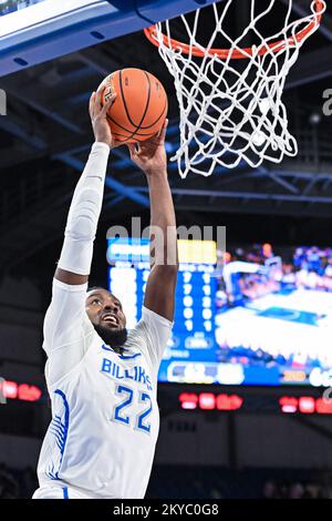 NOVEMBER 30, 2022: Saint Louis Billikens forward Terrence Hargrove Jr. (22) goes up for a slam dunk basket in a regular season game where the Tennessee State Tigers visited the St. Louis Billikens. Held at Chaifetz Arena in St. Louis, MO Richard Ulreich/CSM Stock Photo