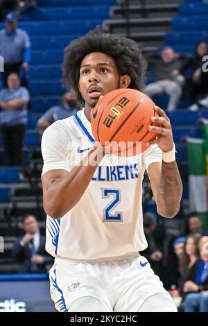 NOVEMBER 30, 2022: Saint Louis Billikens guard Larry Hughes Jr. (2) lines up to take a three point shot in a regular season game where the Tennessee State Tigers visited the St. Louis Billikens. Held at Chaifetz Arena in St. Louis, MO Richard Ulreich/CSM Stock Photo