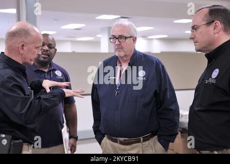 The Louisiana Recovery Office in Baton Rouge welcomed FEMA Administrator W. Craig Fugate on March 17, 2016. Federal Coordinating Officer Gerard M. Stolar discussed the ongoing flood response and recovery process for the state of Louisiana. Other topics discussed were the Federal disaster assistance programs, rebuilding efforts and debris removal process.. Louisiana Severe Storms and Flooding. Photographs Relating to Disasters and Emergency Management Programs, Activities, and Officials Stock Photo