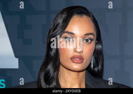 New York, United States. 30th Nov, 2022. NEW YORK, NEW YORK - NOVEMBER 30: Amina Muaddi attends the 36th Annual Footwear News Achievement Awards at Cipriani South Street on November 30, 2022 in New York City. Credit: Ron Adar/Alamy Live News Stock Photo