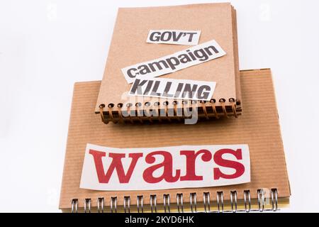 Torn Newspaper Title on a notebook Stock Photo