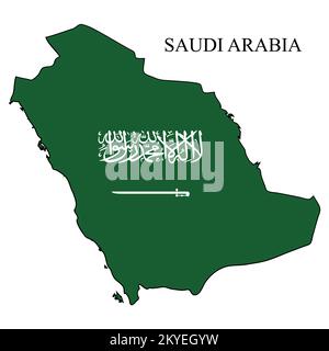 Saudi Arabia map vector illustration. Global economy. Famous country. Middle East. West Asia. Stock Vector