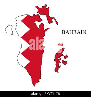 Bahrain map vector illustration. Global economy. Famous country. Middle East. West Asia. Stock Vector