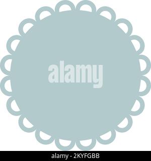Doodle circle scalloped frame. Hand drawn scalloped edge ellipse shape.  Simple round label form. Flower silhouette lace frame. Vector illustration  Stock Vector Image & Art - Alamy