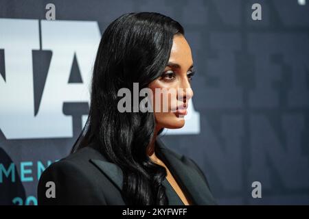 Amina Muaddi attends the 2022 Footwear News Achievement Awards at Cipriani South Street Stock Photo