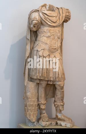 Olympia, Greece- 11 November, 2022: museum exhibit of Greek statue in Ancient Olympia Stock Photo