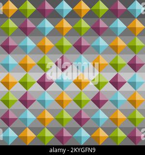 Seamless pattern of four color gems gray backgound Stock Vector