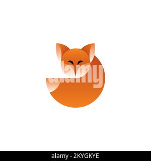 Cute Fox Logo Design. Kids Fox Logo. Fox Icon Stock Vector