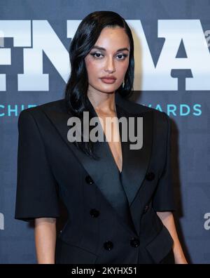 New York, United States. 30th Nov, 2022. Amina Muaddi attends the 2022 Footwear News Achievement Awards at Cipriani South Street (Photo by Lev Radin/Pacific Press) Credit: Pacific Press Media Production Corp./Alamy Live News Stock Photo