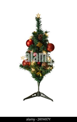 Decorated small Christmas tree with clipping path Stock Photo