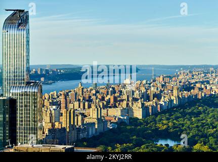 New York. Manhattan. United States. Aerial view of Upper West Side Stock Photo