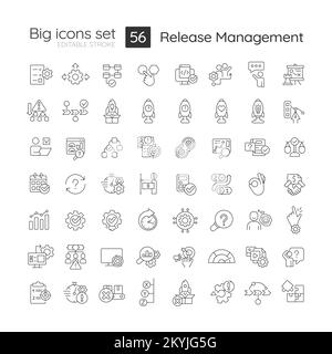 Release management linear big icons set Stock Vector
