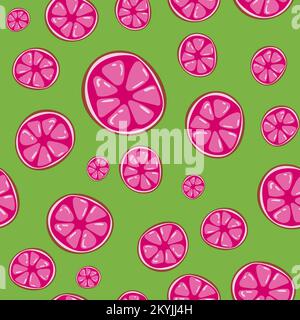 Grape fruit seamless pattern on green background Stock Vector