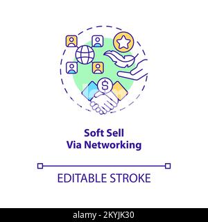 Soft sell via networking concept icon Stock Vector