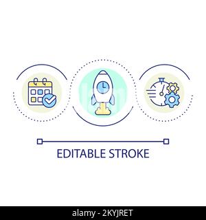 Launching new product on time loop concept icon Stock Vector