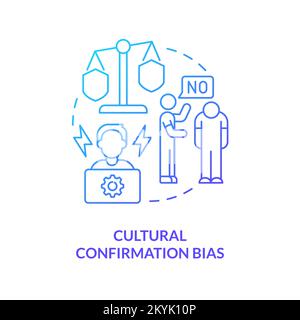 Cultural confirmation bias blue gradient concept icon Stock Vector