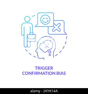 Trigger confirmation bias blue gradient concept icon Stock Vector