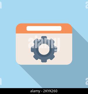 Gear system icon flat vector. Button interface. Internet website Stock Vector