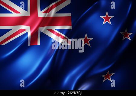 3d rendering of a detail of a silked New Zealand flag Stock Photo