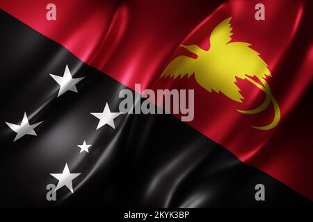 3d rendering of a detail of a silked Papua New Guinea flag Stock Photo