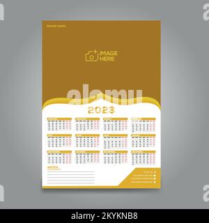1-page Wall calendar design for 2023. Vector design print-ready template. Stock Vector