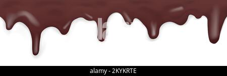 Dark dripping caramel, pattern on white background - Vector illustration Stock Vector
