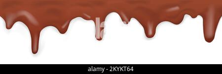 Dark dripping caramel, pattern on white background - Vector illustration Stock Vector