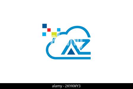 Cloud technology logo and Cloud Tech monogram Template and science and technology logo with letters Stock Vector