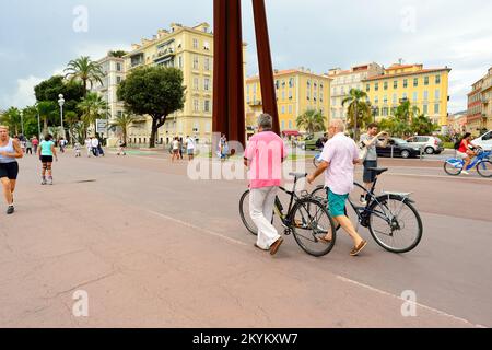 NICE, FRANCE - AUGUST 15, 2015: Nice streets. Nice is the fifth most populous city in France, after Paris, Marseille, Lyon and Toulouse, and it is the Stock Photo