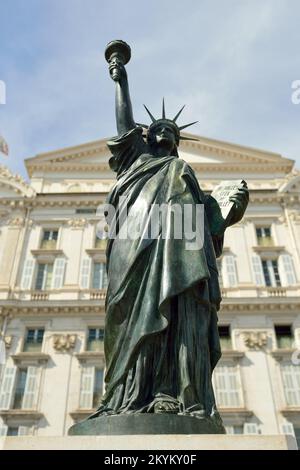 NICE, FRANCE - AUGUST 15, 2015: sculpture on street of Nice. Nice is the fifth most populous city in France, after Paris, Marseille, Lyon and Toulouse Stock Photo